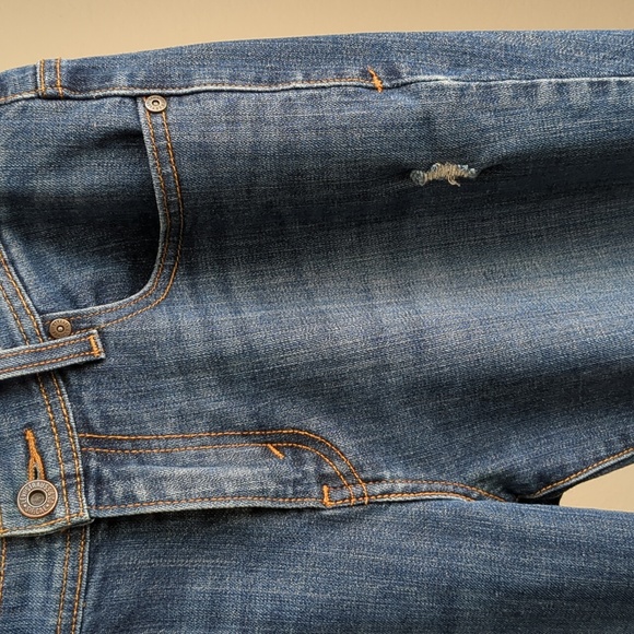 Levis 505 Straight Leg Mid Rise Medium Wash Stretch Denim Jean Sz 6 S - Picture 3 of 10